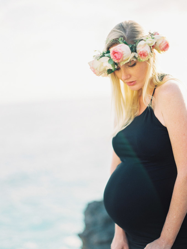 pregnant with rose flower crown
